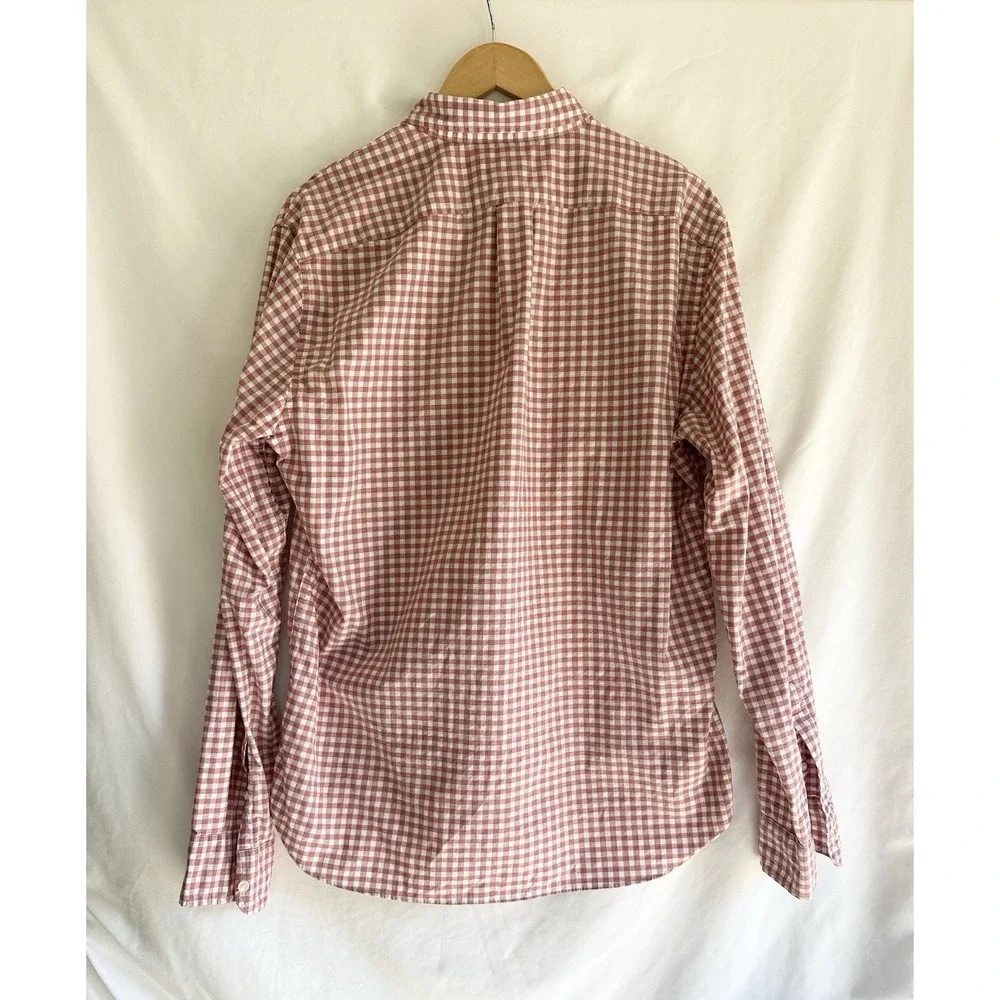 J. Crew Secret Wash Stretch Button Down Shirt Mens Large Slim Pink Plaid Cotton‎